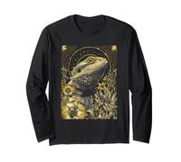 Celestial Bearded Dragon with Flowers and Cosmic Pattern Long Sleeve T-Shirt