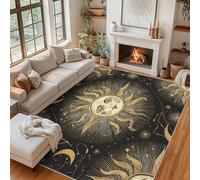 Celestial Bedroom Rugs Medium, Astrology Boho Sun Moon Rug for Living Room, Non Slip Bedside Rug 60 x 110 cm, Machine Washable Low Pile Soft Indoor Floor Carpet ZY&L7