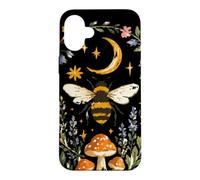 Celestial Bee Moon Mushroom Cottagecore Botanical Case for iPhone 16 Plus