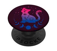 Celestial Bisexual Astrology Cat Colours of Bi Pride Flag PopSockets Adhesive PopGrip