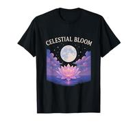 Celestial Bloom Cosmic Lotus Flower Stargazing Moon Phases T-Shirt