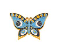 Celestial Blue Butterfly Enamel Lapel Pin - Moon Phase Butterfly Hard Enamel Brooch Badge with Stars and Lunar Design for Nature Lovers, Astronomy Fans - 4cm x 3cm