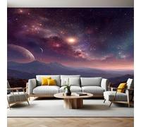 Celestial Bodies Murals Photo Wallpaper Starry Sky Planet Non-Woven Premium Art Print Fleece Wall Mural Poster Picture Design Modern Boy Girl Bedroom Home Decor 350 x 256cm