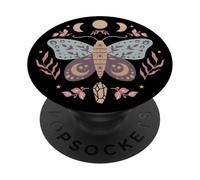 Celestial Boho Moth Witchy Folk Art Botanical Moon Phases PopSockets Adhesive PopGrip