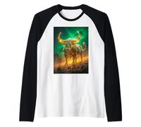 Celestial Bull Forged from Starlight and Eternal Zodiac Raglan Baseball Tee