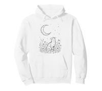 Celestial Cat and Moon Floral Cat Animal Lover Mandala Cat Pullover Hoodie