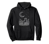 Celestial Cat and Moon Floral Cat Animal Lover Mandala Cat Pullover Hoodie