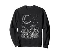 Celestial Cat and Moon Floral Cat Animal Lover Mandala Cat Sweatshirt