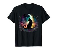 Celestial Cat Moon Botanical Witchy Colorful Spiritual Cats T-Shirt