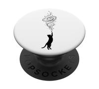 Celestial Cat Stars and Galaxy Cosmic Silhouette Design PopSockets Adhesive PopGrip