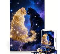 Celestial Cats︰ Golden And Midnight Jigsaws 1000 Pieces for Adults Brain Capacity Quiet Recreation Secure Lock Thoughtful Gift size 38x26cm