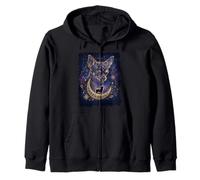 Celestial Chihuahua Howling at The Moon Moon Phase Dog Mom Zip Hoodie