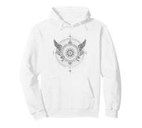 Celestial Compass Angel Wings Vintage Mystical Zodiac Pullover Hoodie