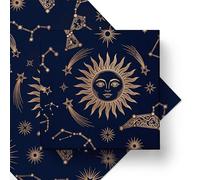 Celestial Constellation Wedding Wrapping Paper, Thick 120GSM Folded Kraft Wrapping Paper Sheets, Navy Gold Gift Wrap for Bridal Shower & Engagement, "Written in the Stars" Romance