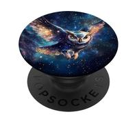 Celestial Cosmic Owl In Space PopSockets Adhesive PopGrip