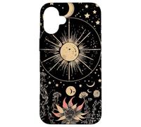 Celestial Cottagecore Moon Astrology Astronomy Wildflowers Case for iPhone 16 Plus