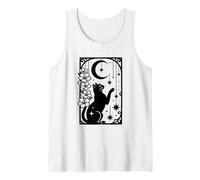 Celestial Crescent Moon Cat Aesthetic Floral Mystical Boho Tank Top