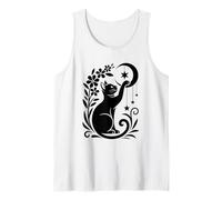 Celestial Crescent Moon Cat Aesthetic Floral Mystical Boho Tank Top