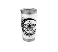Celestial Crescent Moon Moth Aesthetic Floral Mystical Boho Stainless Steel Insulated Tumbler