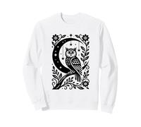 Celestial Crescent Moon Owl Stars Floral Mystical Boho Sweatshirt