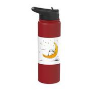 Celestial Crescent Moon Sleeping Sloth Art Stainless Steel Insulated Water Bottle