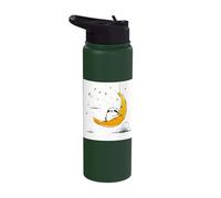 Celestial Crescent Moon Sleeping Sloth Art Stainless Steel Insulated Water Bottle