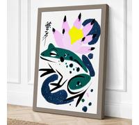Celestial Crocodile Japandi Canvas Wall Art Print 30x20 Inch