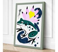 Celestial Crocodile Japandi Canvas Wall Art Print 30x20 Inch
