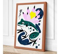 Celestial Crocodile Japandi Canvas Wall Art Print 30x20 Inch