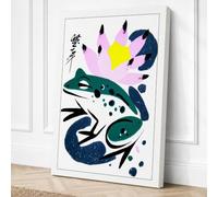 Celestial Crocodile Japandi Canvas Wall Art Print 30x20 Inch