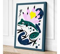 Celestial Crocodile Japandi Canvas Wall Art Print 30x20 Inch