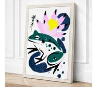 Celestial Crocodile Japandi Canvas Wall Art Print 30x20 Inch