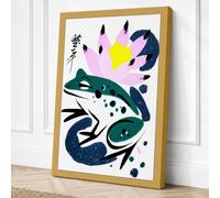 Celestial Crocodile Japandi Canvas Wall Art Print 30x20 Inch