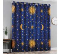 Celestial Curtains 65 Drop & Home Decor, Sun Moon Star Blackout Curtains for Living Room Bedroom Accessories, Eyelet Thermal Drapes 29.5 x 65 Inch 2 Panels G&-17