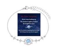 Celestial Daughter Bracelet, Dainty Planet Moon Star Link Bracelets for My Daughter, Sparkling Planet Star Zirconia Bracelets, Inspirational Daughter Birthday Jewelry Gifts from Mom