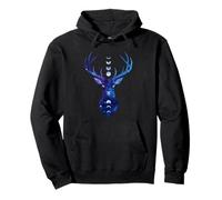 Celestial Deer Galaxy Moon Phases Stag Buck Spiritual Animal Pullover Hoodie