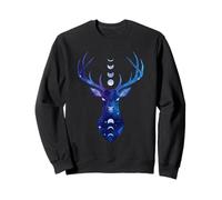 Celestial Deer Galaxy Moon Phases Stag Buck Spiritual Animal Sweatshirt