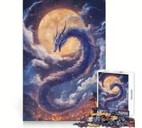 Celestial Dragon Over Cityscape 1000 Pieces Jigsaw Puzzles for Teenagers Sharp Memory Stress Relief Fun Neat Edges Perfect Present size 38x52cm