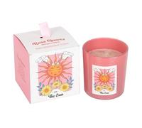 Celestial Dreams Candle: Pink Grapefruit Fragranced Sun Tarot Inspired Rose Quartz Crystal Chip Spiritual Home Decor