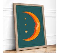 Celestial Dreams Minimalist Framed Wall Art Print A1 (84.1×59.4cm) Oak, Wall Decor for Living Room, Bedroom, Office & Home, Ready to Hang, Art Gift