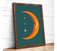 Celestial Dreams Minimalist Framed Wall Art Print A3 (42×29.7cm) Walnut, Wall Decor for Living Room, Bedroom, Office & Home, Ready to Hang, Art Gift