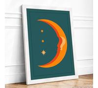 Celestial Dreams Minimalist Framed Wall Art Print A4 (29.7×21cm) White, Wall Decor for Living Room, Bedroom, Office & Home, Ready to Hang, Art Gift