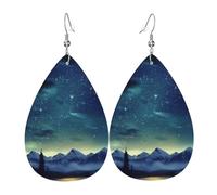 celestial earrings night sky earrings for women earings leather teardrop double sided earrings lightweight dangle earrings for women ear accessories fashion jewelry birthday gift
