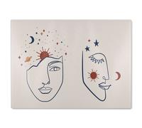 Celestial elements like stars, moon, sun and planets Designer Glass Chopping Board Benjamin Tate Design Natural One Size