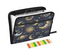 Celestial Elements Moons 13 Pocket Expanding File Folder with Labels A4 Papers Document Accordion File Organizer Folder Zipper Closure