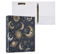 Celestial Elements Moons 3 Ring Binders with Clipboard File Folder for Office School with Pocket