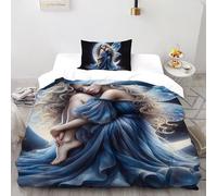 Celestial Fairy Grace Bedding Set Digital Printe Fantasy Theme Duvet Cover Set 2 Pcs Microfiber Comforter Cover for All Seasons with Pillowcase Single（135x200cm）