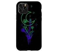 Celestial Flower Moon Line Art Vibrant Witchy Aesthetic Case for iPhone 11 Pro