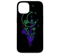Celestial Flower Moon Line Art Vibrant Witchy Aesthetic Case for iPhone 13