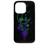 Celestial Flower Moon Line Art Vibrant Witchy Aesthetic Case for iPhone 13 Pro